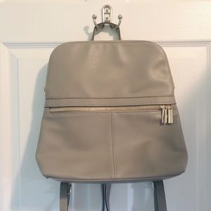 Gray Vegan Leather Backpack